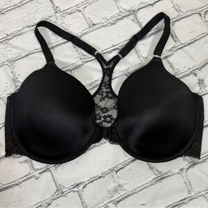 Black Racerback Lace Front Clasp Bra